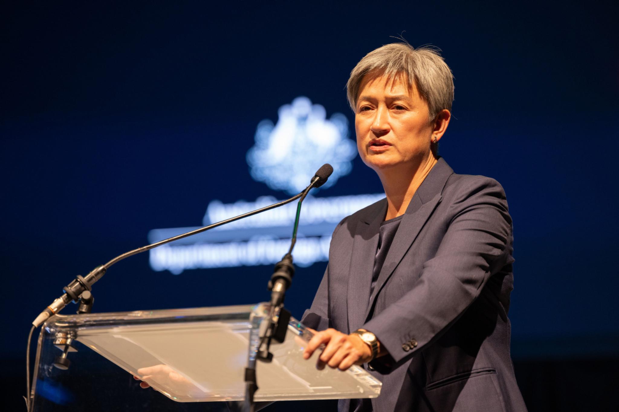 Foreign Minister Penny Wong speaking`