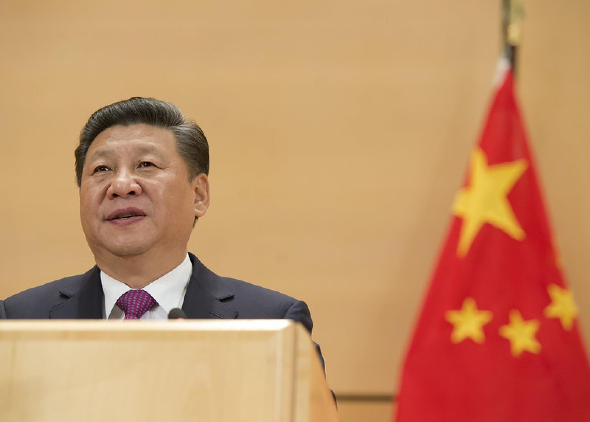 Xi Jinping President of the People's Republic of China speak's at a United Nations Office at Geneva. 18 january 2017.