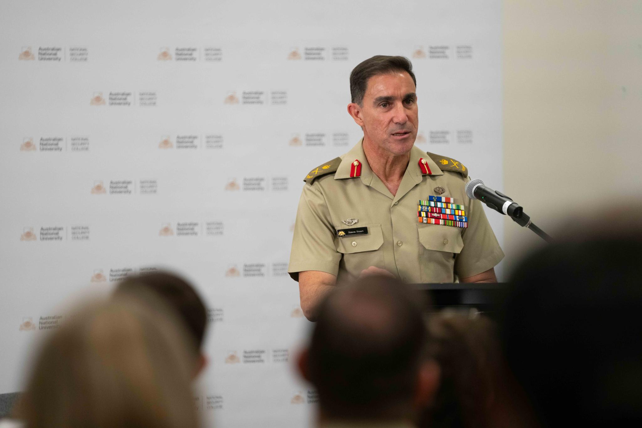 Chief of Army LTGEN Simon Stuart delivering a lecture at NSC