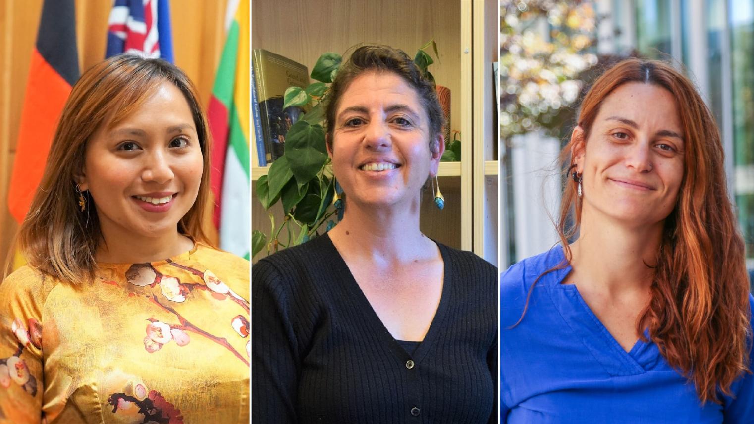 DECRA winners The photos of three women spliced together, side by side. Maria Tanyag, Siobhan McDonnell and Sofia Samper Carro