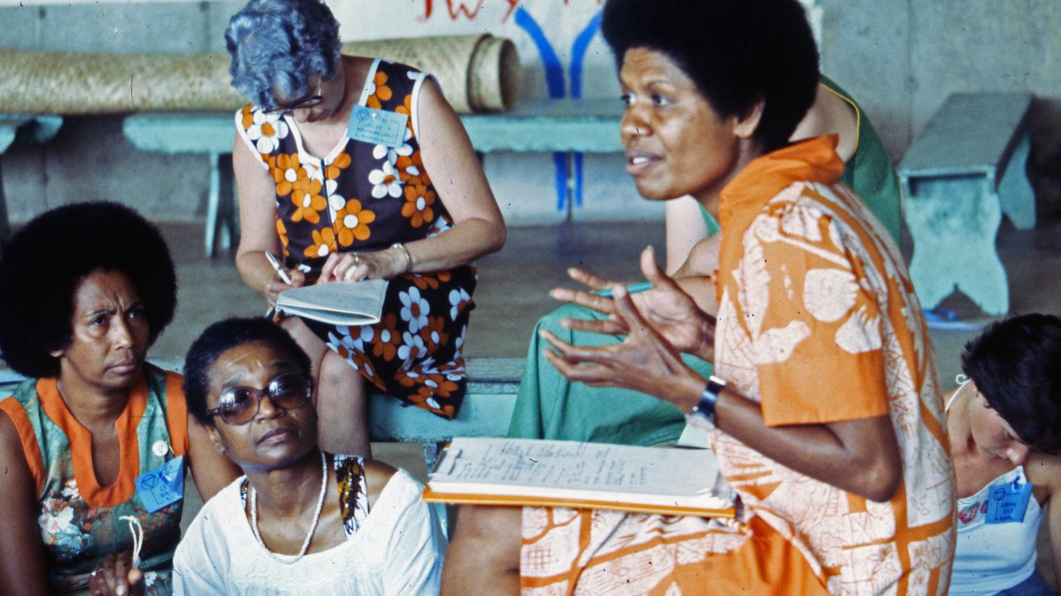 Fijian feminist icon and community leader, Amelia Rokotuivuna, Pacific Regional YWCA conference, Fiji, 1975